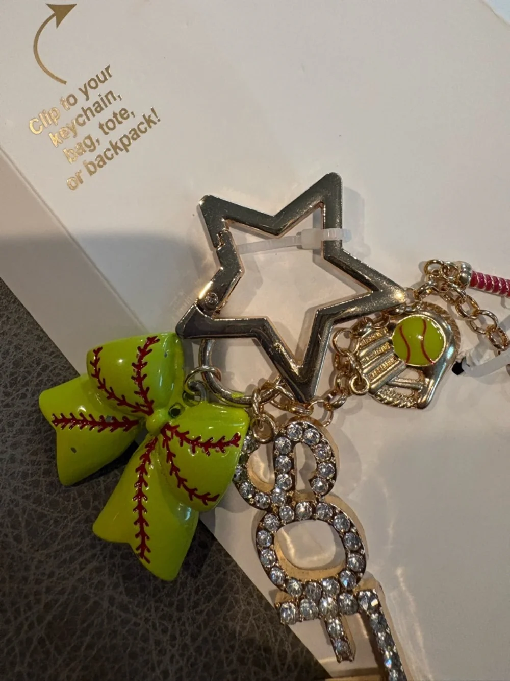 Softball Handbag Charm - Green